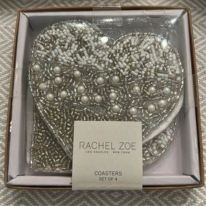 Rachel Zoe Beaded Heart Coasters set of 4. Wedding Valentines